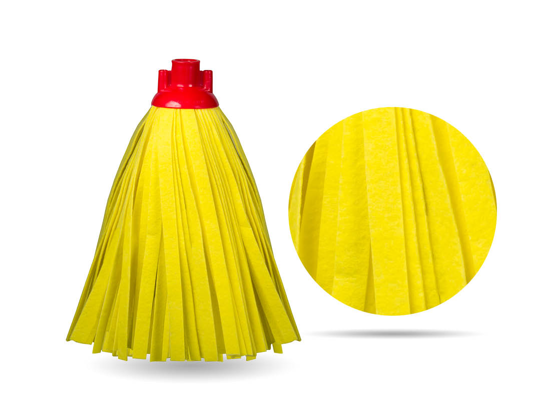 Mop sintetico 40 strisce 21 cm. tessuto giallo